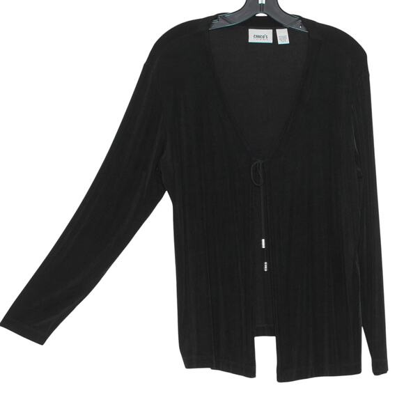 Chicos Travelers Cardigan Slinky Y2K Minimalist 90s Grunge Classic Black 3 XL 16 - Picture 6 of 6